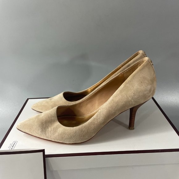 COACH BEIGE SUEDE LEATHER PUMPS HEALS NEUTAL COLOR, SIZE 6B - Picture 5 of 12
